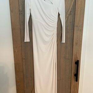 Lauren Ralph Lauren Cream Asymmetrical Long Sleeve Sheath Dress